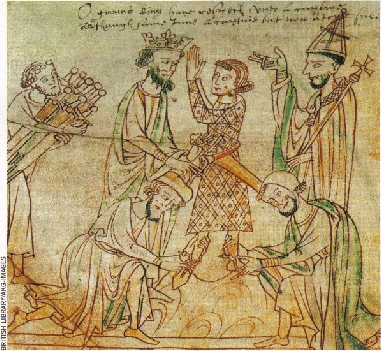 Enluminure du XIIIe siècle, tirée de la Chanson de Roland