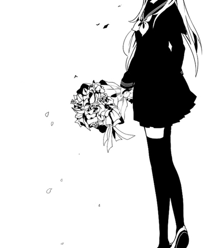 Résultat de recherche d'images pour "fille manga noir et blanc fleur"